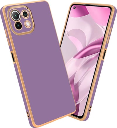 Cadorabo Hoesje geschikt voor Xiaomi Mi 11 LITE (4G / 5G) / 11 LITE NE in Glossy Paars - Goud - Beschermhoes Case Cover van flexibel TPU-silicone en met camerabescherming