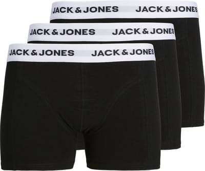 Jack & Jones Junior Zwarte Kinder Boxershorts Jongens JACBASIC 3-Pack Zwart - Maat 128