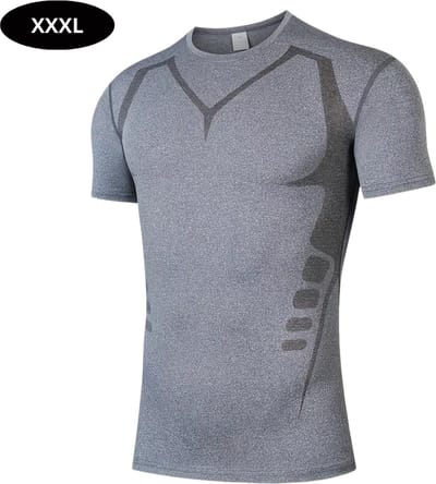 Livano Sportshirt Heren - Sport - Fitness - Compressie Shirt - Corrigerend Hemd - Sportkleding - Mannen - Grijs - XXXL