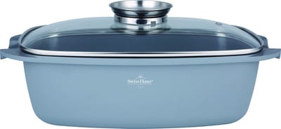Swiss Haus® BRP32S Braadpan Inductie met Aroma Deksel - Ø 32 cm / 5.0 Liter - PFAS Vrij - Braadslede Voor Alle Warmtebronnen - Pan met Sapphire™ Antiaanbaklaag - Grijs