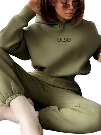 Livano Joggingpak Dames - Huispak - Trainingspak - Volwassenen - Capuchon - Jogging Pak - Joggingbroeken - Broek - Hoodie - Leger Groen - Maat S