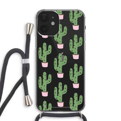 Case Company® - Hoesje met koord geschikt voor iPhone 12 hoesje met Koord - Cactus Lover - Telefoonhoesje met Zwart Koord - Bescherming aan alle Kanten en Over de Schermrand
