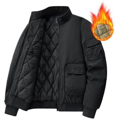Col montant Grande taille Veste décontractée rembourrée en coton Veste pour jeunes Veste pour hommes Épaissie et en coton pour tenir chaud 5XL black