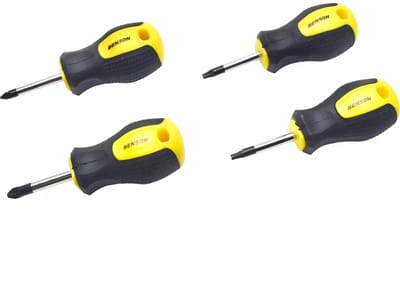 Benson Stubby schroevendraaierset - 4-delig - Softgrip - Compact ontwerp - Ophangoog