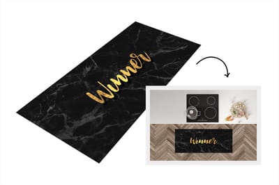 Keukenloper - Loper keuken - Quote - Win - Goud - Marmer - 120x50 cm - Keukenloper vinyl