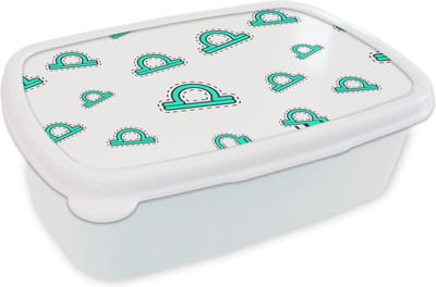 Broodtrommel Wit - Lunchbox - Brooddoos - Weegschaal - Zodiac - Astrologie - 18x12x6 cm - Volwassenen