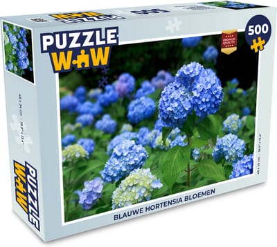 Puzzel Blauwe hortensia bloemen - Legpuzzel - Puzzel 500 stukjes