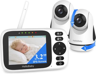 Videobabyfoon met camera - Babybewaking apparaat - Kind in de gaten - 2 camera's 1000m bereik - 3.2 inch scherm