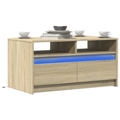 vidaXL - Salontafel - met - LED-verlichting - bewerkt - hout - sonoma - eikenkleurig