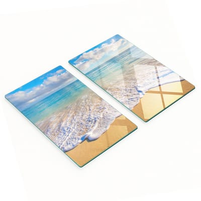 Set van twee decoratieve glazen keukenplanken met strandthema (Hawaii) 2x30x52 cm