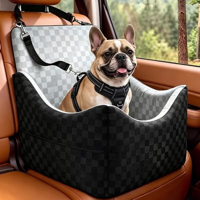 JCP® Hondenmand Auto - Voor Kleine en Middelgrote Honden - Autostoel Hond - Hondenmand Auto Achterbank - Zwart - 48cm x 46cm x 47cm