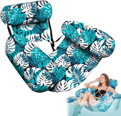 Waterhangmat - Opblaasbaar drijfhout - Ontspannen op water - Veelzijdig ontwerp - 76 x 40.5 x 61 cm - Groen