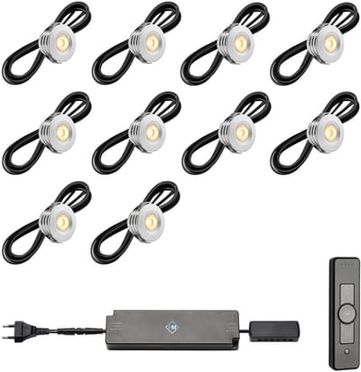 LED veranda inbouwspots Pals ab inclusief trafo en afstandsbediening - 3W / dimbaar / inbouwspot / terrasoverkapping / overkapping / serre / carport / warm wit / rond / 230V / IP44 / set van 10 stuks