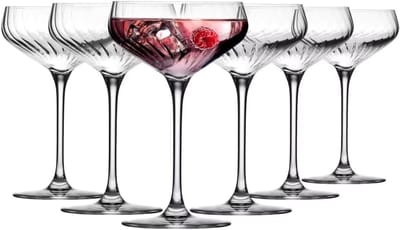 Krosno Cocktailglazen Set van 6 – 230 ml/Totale Inhoud 290 ml LUMI Collectie – Kristalheldere Martini­glazen – Elegante Tulpvorm – Vaatwasmachinebestendig – voor Daiquiri, Margarita, Martini