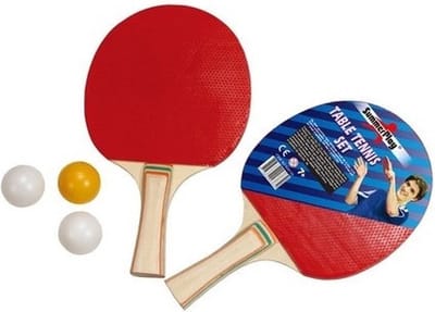Tafeltennis set - 2x - 2 houten batjes - standaard formaat - ca 25x15x2 cm - hout/plastic - pingpongset - binnenspeelgoed/buitenspeelgoed