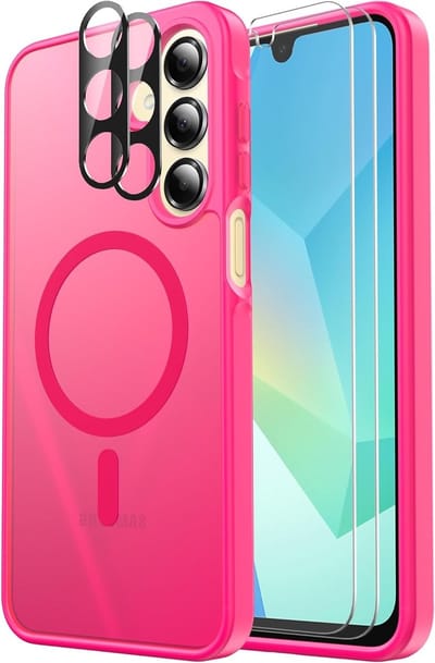 Magnetische Schokbestendige Hoes met Screen Protector en Camera Lens Bescherming voor Galaxy A16, Translucent en Vingerafdrukbestendig