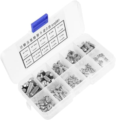 160 Stuks RVS Ronde Kop Knurled Pinnen - Assortiment Solid Rivets en Schroeven met Gegroefde Rivet Schacht
