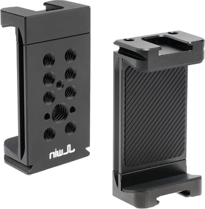 Aluminium Smartphone Tripod Houder met 2 Koude Schoenen en 1/4" 3/8" Draad, Geschikt voor Arca Swiss Statief en Fotografie Accessoires