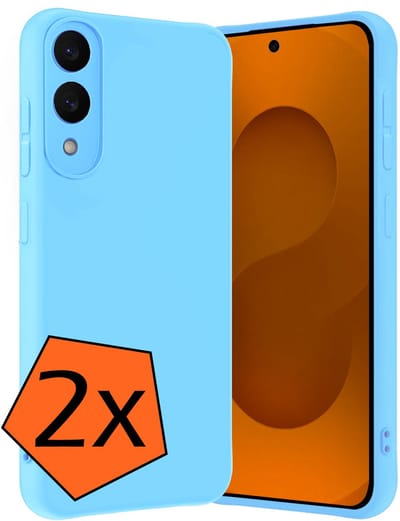Hoes - 2 Stuks - Geschikt voor Samsung Galaxy S25 Edge - Sterk & Shockproof - Case Siliconen - Back Cover - Telefoon Hoes - Lichtblauw