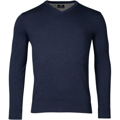 Baileys Trui Uni Color Cotton V-Neck Single Knit Dark Blue / male