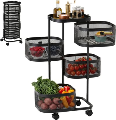 Homcom Utility Cart-Staal-33L x 33B x 77H cm-Zwart