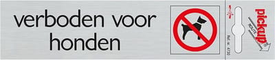Pick-up bordje Verboden voor Honden - Aluminium - 165 x 44 mm