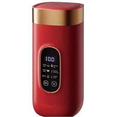 Bouilloire électrique intelligente 400 W, portable, pour voyage, eau bouillante, tasse chauffante, 4 vitesses réglables, théière, café, lait, tasse de maintien au chaud, 650 ml AU rouge