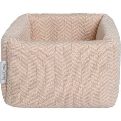 Baby's Only Gebreide commodemandje - Opbergmandje met visgraatmotief - Commode organizer - Babykamer accessoires Dawn - Blush/Ecru