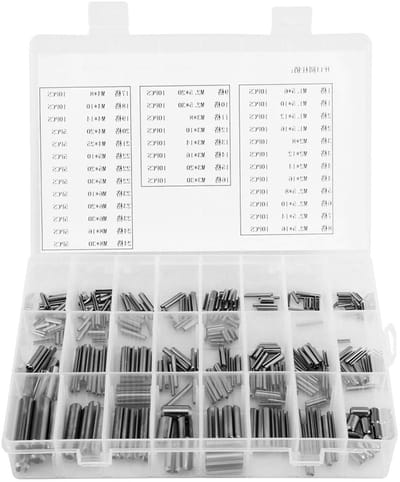 280-delige Set van Holle Veerpen, RVS Tension Sleeves en Splits voor Machinebouw, Inclusief Opslagdoos en Diverse Maten M1.5-M6