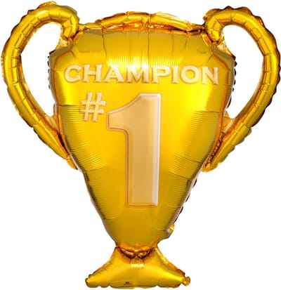 Folie ballon goud Champion Nr 1 beker - ballon - beker - kampioen - champion - sport voetbal - goud - medaille