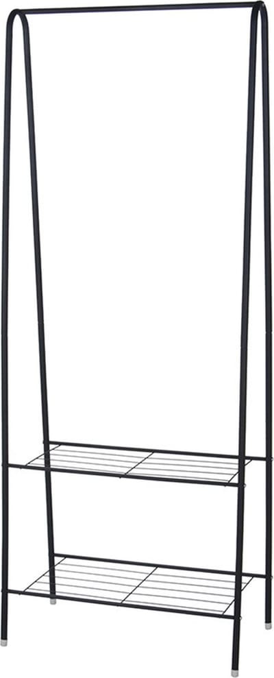 H&S Collection Kledingrek met planken - metaal - zwart