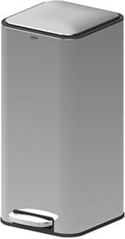 5Five Prullenbak/pedaalemmer Delta - zilver - metaal - 30 liter - 35 x 29 x 63 cm - keuken afvalbak - vierkant