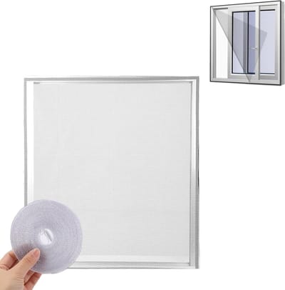 Raamhor met verstelbaar frame, eenvoudig te monteren, insectenbescherming, zelfklevend, op maat te snijden tot 150 x 200 cm, ideaal voor thuisgebruik en doe-het-zelf projecten