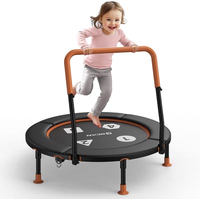 BCAN - 91 cm trampolin voor kinderen 1-6 jaar - Opvouwbaar & ASTM - Handgreep & polster