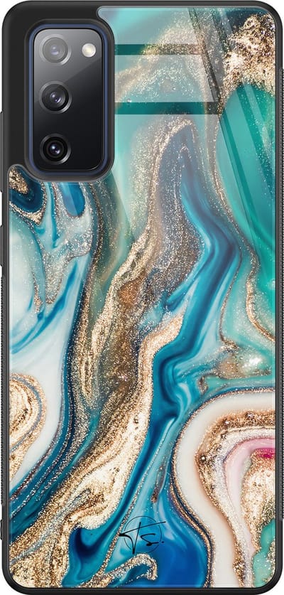 Hoesje geschikt voor Samsung Galaxy S20 FE - Magic marble - Hard Case Zwart Back Cover - Marmer - Groen - Mooie Telefoonhoesjes