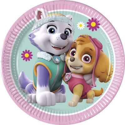 Vegaoo - 8 kleine kartonnen Paw Patrol Stella + Everest borden