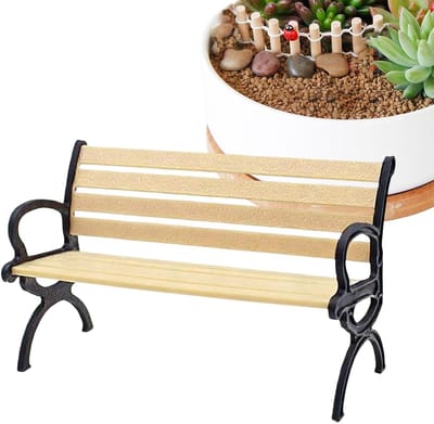 Miniatuur Bankje - Poppenhuis Meubel - Scène Decoratie - Schaal 1:12 - 10.5 cm Lengte - Houtkleur