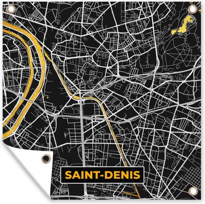 Tuin poster Frankrijk – Plattegrond – Stadskaart - Kaart - Saint-Denis - 200x200 cm - Tuindoek