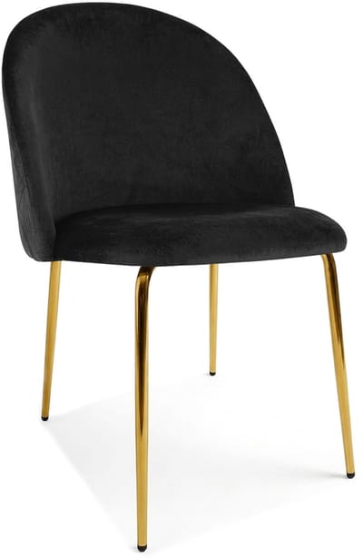 Eetkamerstoel INCA - Zwart fluweel - Gouden metalen poten - Modern design