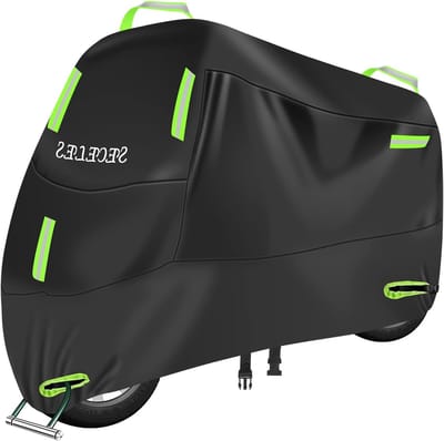 Waterdichte Motorhoes voor Buiten, Bescherming tegen Wind, Regen en UV-Stralen met Reflecterende Strips en Opbergzak voor Scooter en Moped (XL)