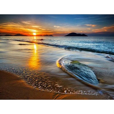 Diamant schilderij landschap zonsondergang & strand kruissteek volledige strass-inlay borduurwerk handwerk 20X30CM gray