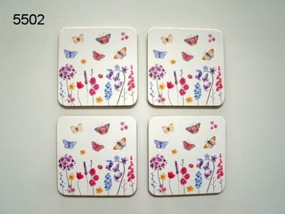 Onderzetters vlinder weide set van 4 stuks