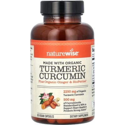 NatureWise, Biologische Kurkuma Curcumine, 90 Vegetarische Capsules
