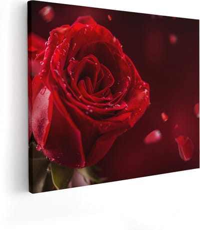 Artaza Canvas Schilderij Rozen - 50x40 cm - Wanddecoratie Bloemen Woonkamer - Muurdecoratie Bloem - Kamer Accessoires Rood