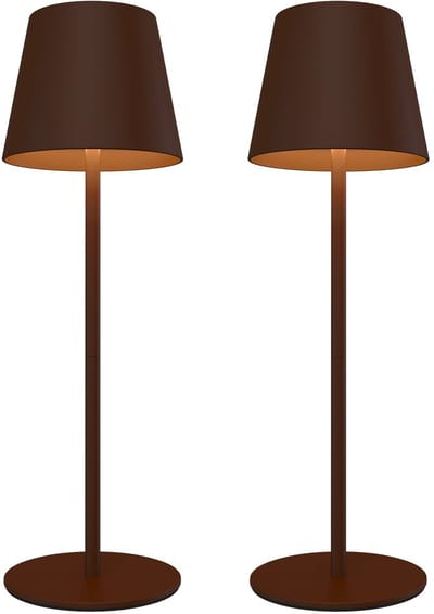 Ledvion – 2x Oplaadbare Tafellamp Nyra – LED - Bruin– Dimbaar – IP54 – USB