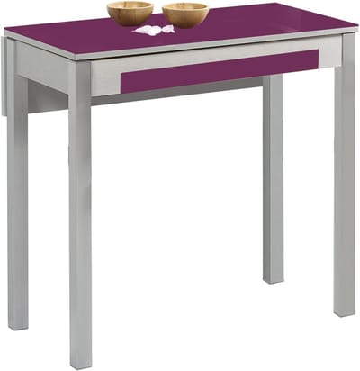 Uittrekbare Keukentafel - Eettafel Aanrecht - Ruimte Besparen - Neerklapbare Randen - 80x40 tot 80x60 - Aubergine
