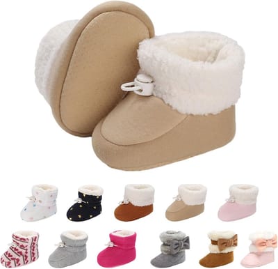 Warme Gevoerde Baby Laarsjes voor Winter- Antislip en Zachte Zool (0-18 Maanden)