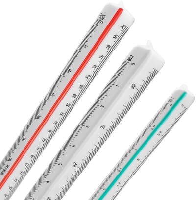Set van 3 Kutch en Liniaal van 30 cm met Schalen voor Architectuur en Onderwijs, Geschikt voor Studenten en Docenten