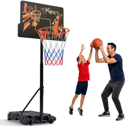 KM-Fit Verrijdbare Basketbalstandaard 110-210 cm Verstelbaar Outdoor met Wielen