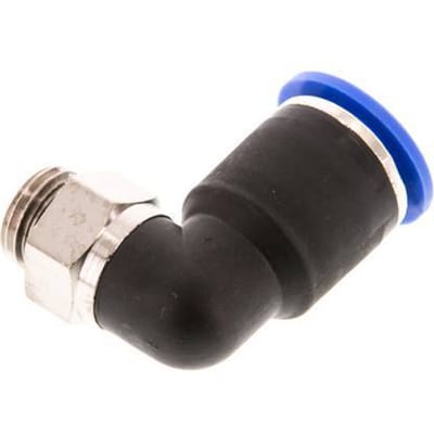 12mm x G1/4'' 90 graden L-verbinding Messing/PA 66 Insteekfitting Buitendraad Kort Draaibaar NBR [2 Stuks]